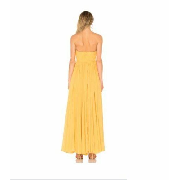 $398 Michael Costello X Revolve Carrie Golden Yellow Chiffon Gown Small NWT - Picture 3 of 9
